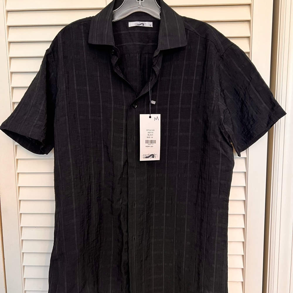 Surf Style Black Casual Button Down Shirt